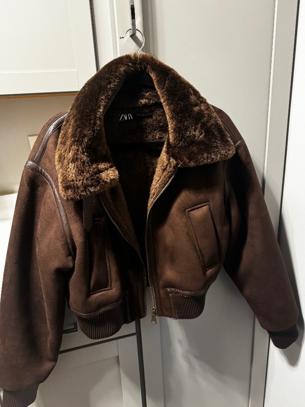 Zara faux leather bomber jacket